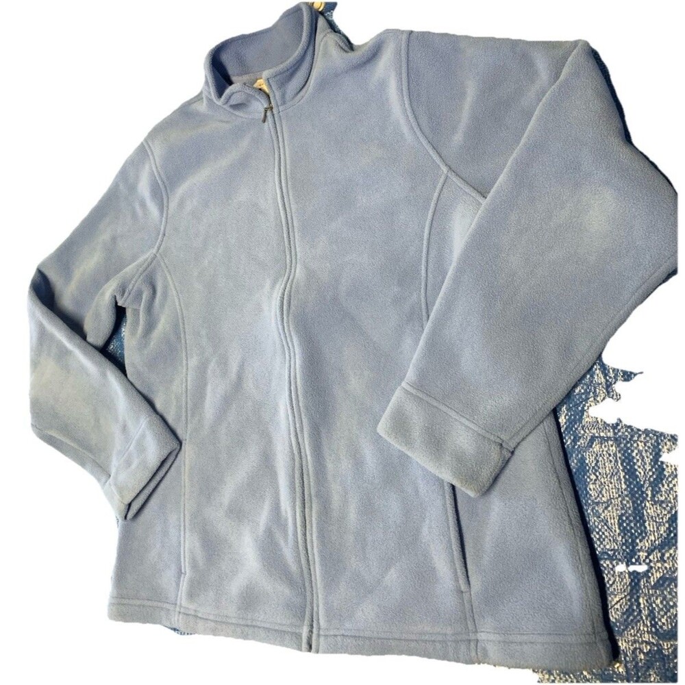 Women's L LL Bean Blue Fleece Full Zip Jacket Pre Owned Excellent